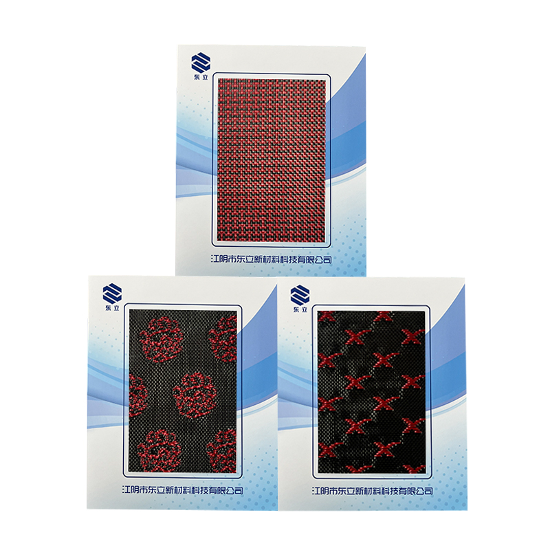 Tessuto in fibra di carbonio a carbonio aramidico rosso/nero Tessuto in fibra di carbonio a carbonio aramidico rosso/nero